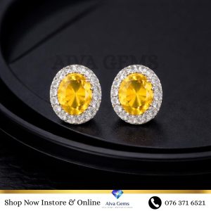 Citrine Halo Stud Earrings